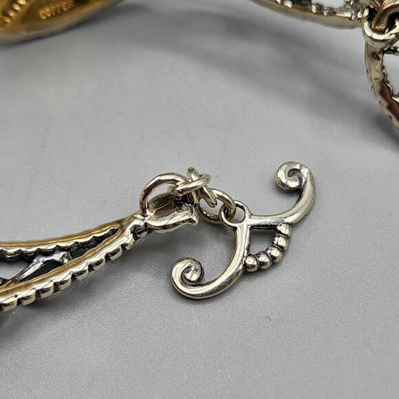 Carolyn Pollack 925 Brass Copper Necklace Bracelet Set Filigree Teardrop Silver - Picture 8 of 15